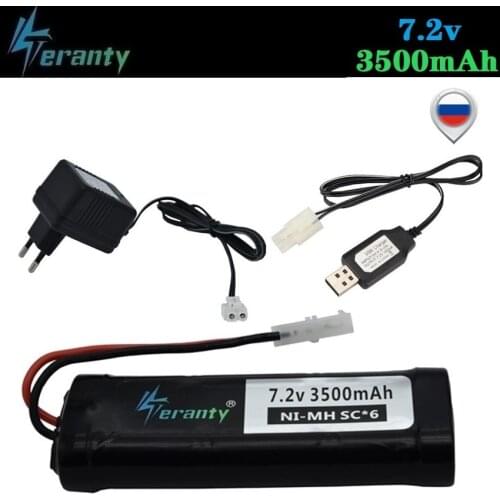 Original 3500mAh 7.2V Ni-MH Battery with Tamiya Plug With 7.2v Charger and SC*6 Cells 7.2v Battery Pack for RC Car Toy Boat Tank