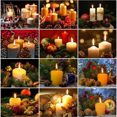 5D DIY Diamond Embroidery Candle Cross Stitch Full Square/Round Diamond Painting Landscape Mosaic Home Decor Handmade Gift