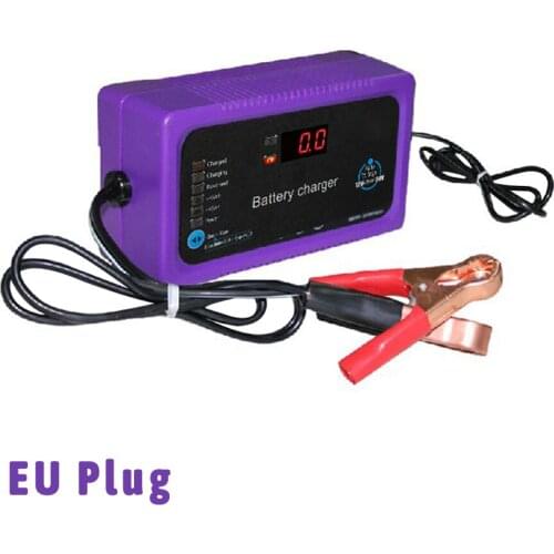 Car Motorcycle Battery Charger Microcomputer Repair Battery Charger With LCD Display 12V/24V 200AH EU Plug