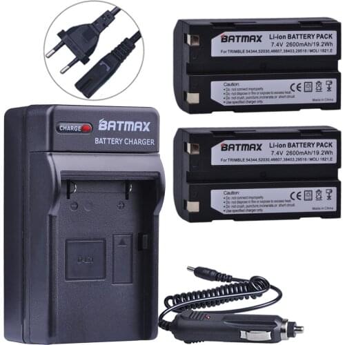 Batmax 2Pc 2600mAh GPS Battery+Charger for Trimble 54344,29518,46607,52030,38403,R8,5700,5800, R6, R7, R8, R8 GNSS GPS Receiver