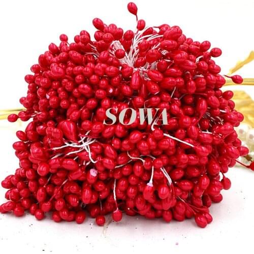 Free Shipping New Design 5mm Double Heads900pcs/lot Light Red Pearl Flower Stamen For DIY And Cake Decoration