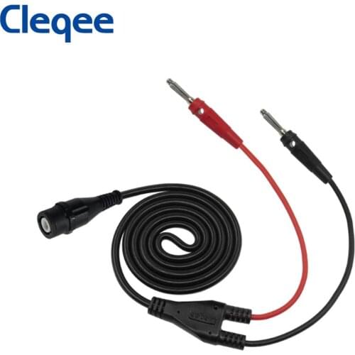 Cleqee P1203 BNC to Dual 4mm Stackable Banana Plug Test Lead Oscilloscope BNC Plug Coaxial Cable with Color Rings 500V/5A 120CM