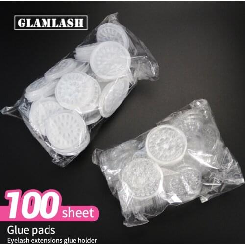 100pcs disposable Eyelash glue holder Pallet Eyelash Extension glue pads stand on eyelash plastic glue holder Glue Gasket