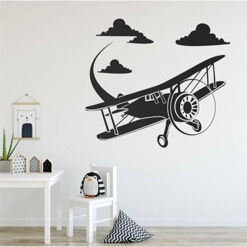 Baby Wall Decal-Airplane Wall Decals Flying Aircraft Wall Decal Baby Bedroom Nursery Wall Stickers Mural Removable DK-108
