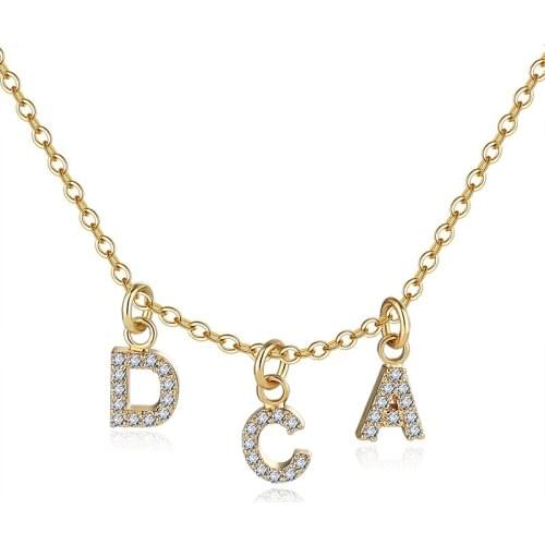 DUOYING Crystal Letter Necklace Personalized Choker Custom Necklace Copper Name Pendant Fascinating Cute Necklace For Women Gift