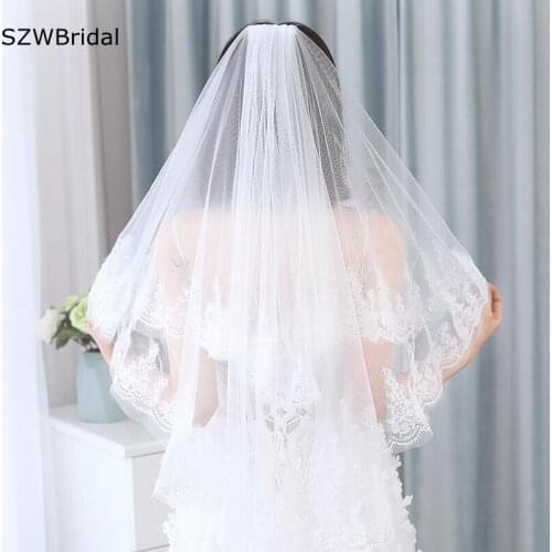 New Arrival Two Layers White Ivory Wedding veil Free Shipping Bruiloft accessoires Veu de noiva Bridal Veil wesele