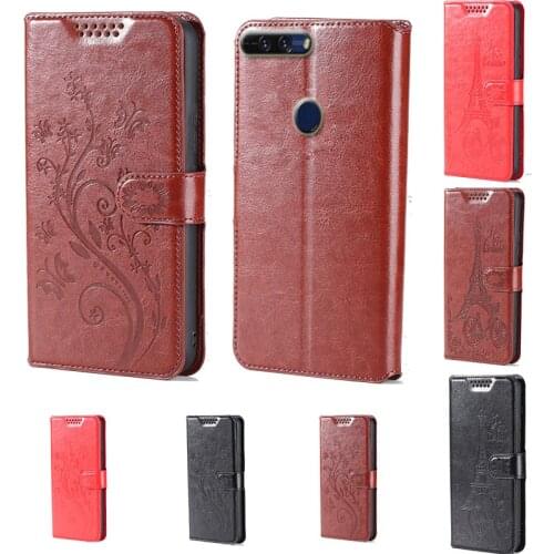 Intaglio icon butterfly flower Tower Flip Leather Wallet Phone Case For Huawei Honor 8 Pro Phone cover with card slot