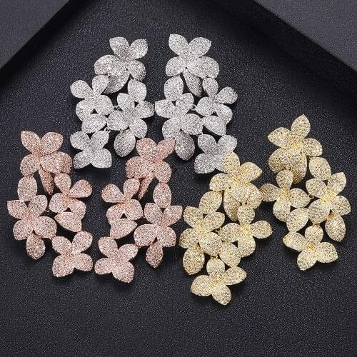 JankellyLuxury leaf shape Full Micro Cubic Zirconia Women Bridal Wedding Engagement Earring Ring Jewelry Set