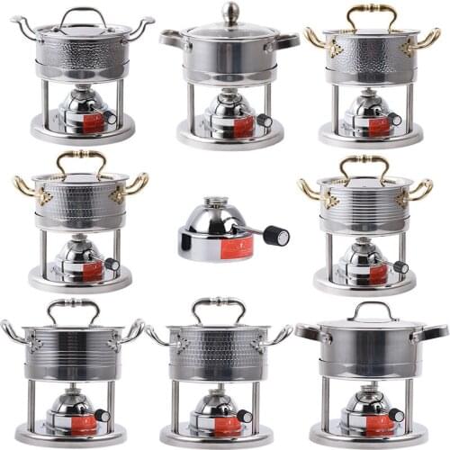304 stainless steel self-service one person small hot pot gas alcohol stove chafing dish chafingdish soup stewpan