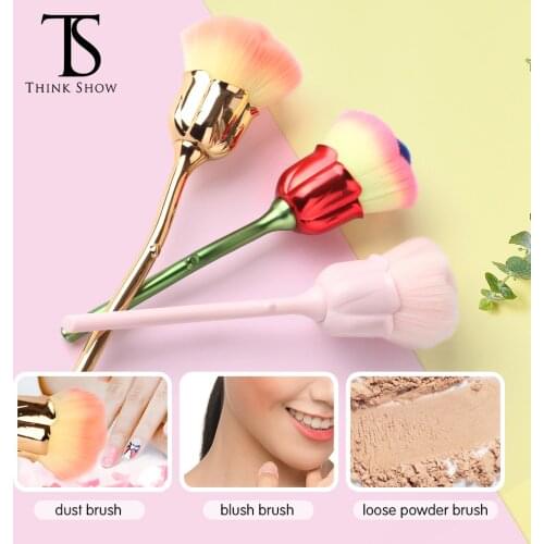 Nail Art Brush Soft Clean Dust Powder Rose Flower Shape Cute Blush Foundation Powder Removal Blush Makeup Brush
