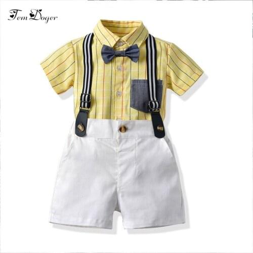 Tem Doger Baby Boy Clothing Sets 2019 New Summer Newborn Infant Boys Clothes Stripe Shirt+Shorts 2PCS Outfits for Bebes Boy Wear