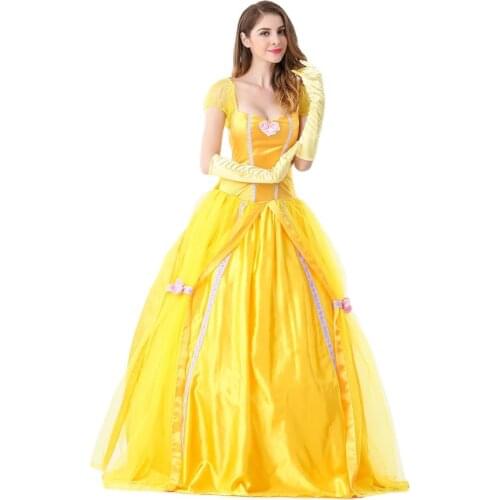 Adult Girl Snow White Costume Women Cosplay Carnival Halloween Dress Female Fancy Dress with Gloves Outfit