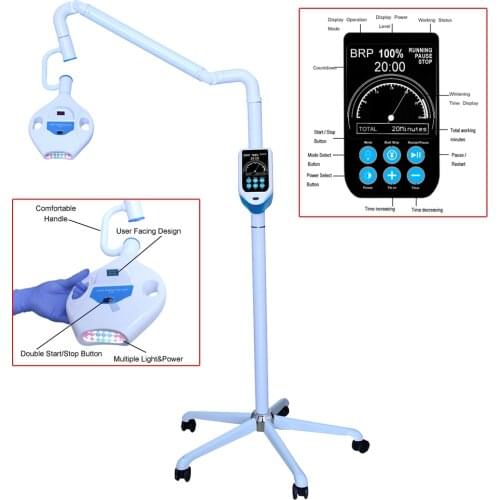 Mobile Dental Teeth Whitening Device System Bleaching LED Adjustable Power Blue/Red/Purple Light Lamp MX