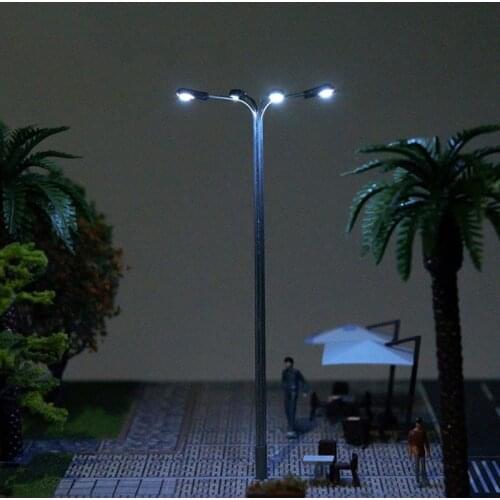 1:87/1:100 Scale Model 4 LED Luminous Street Lamp Lamppost Landscape Light DIY Train Model Decoration Building Sand Table Model