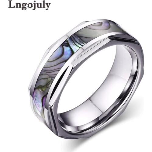 Fashion Mens Ring Tungsten Carbide Rings Wedding Ring Jewelry Engagement Shell Inlay Tungsten Ring Gift For Men Boyfriend Gifts