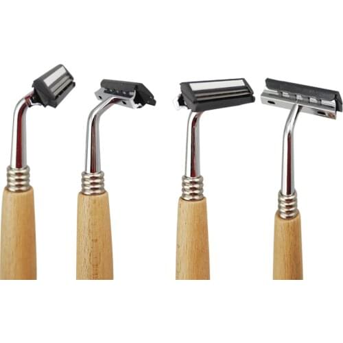 New Creative personality retro Wood Handle Dual Edge Safety Razor Classic Manual Razors Long Handle Men Shaving