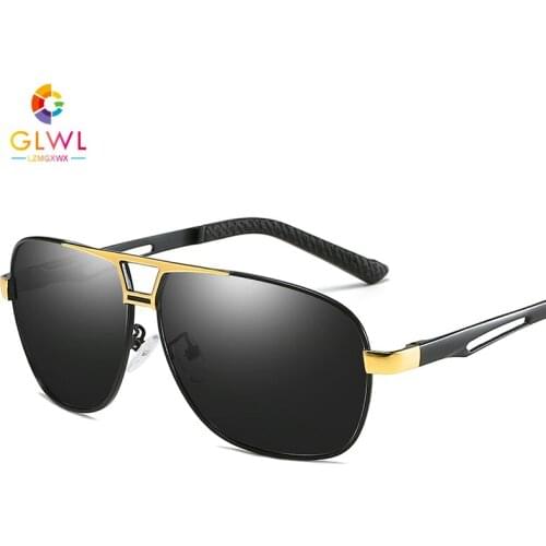Sun Glasses With Case For Men Fashion 2021 Black Pilot Sunglasses Polarized Male Driving Eyeglasses Brand Designer Golden Shade