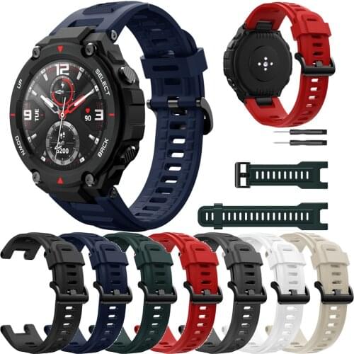 Soft Silicone Bracelet with tool Replacement Sport Strap For Huami Amazfit T-Rex smartwatch Adjustable Watch band Accessories