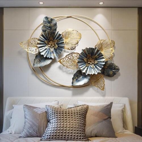 New Chinese Wrought Iron 3D Flower Wall Sticker Crafts Home Livingroom Wall Hangings Ornaments Hotel Porch Wall Mural Decoration