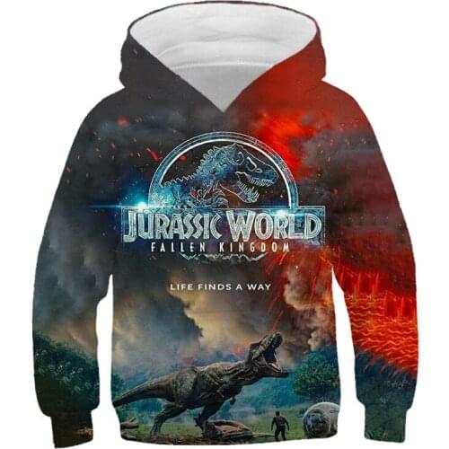 New Fashion Jurassic Park Sweatshirts Boys Girls Children Hoodies 3D Printed Warm Streetwear Pullover Crew Neck Casual Kids Top