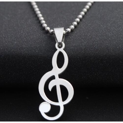 Gift 1 Stainless steel Clef Note Music singer Symbol pendant Necklace Logo Musical Emblem Talisman Charm Notation Sign jewelry
