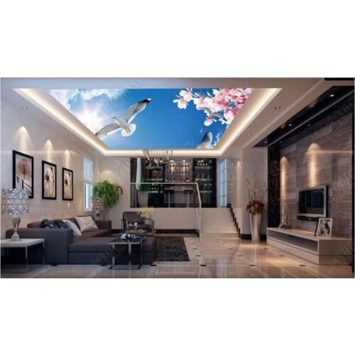 Custom photo wallpapers for walls 3 d ceiling zenith murals Blue sky white cloud orchid sky pigeon ceiling background wall