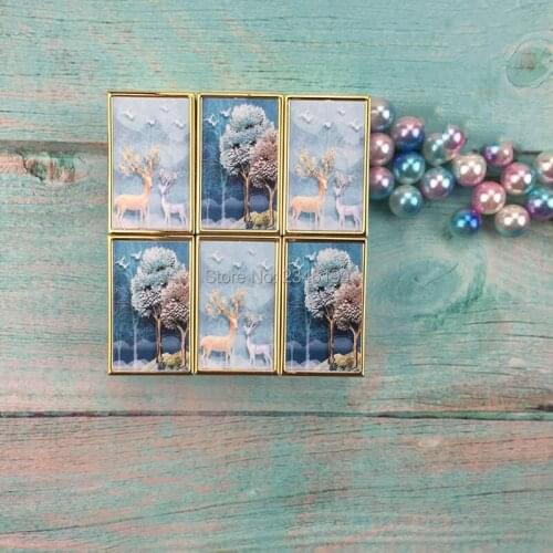 Empty Lipstick Tube 12.1mm 3D Printing Lip Balm Packaging Blue Deer Empty Lipstick Container Emboss Empty Lip Balm Tube 30pcs