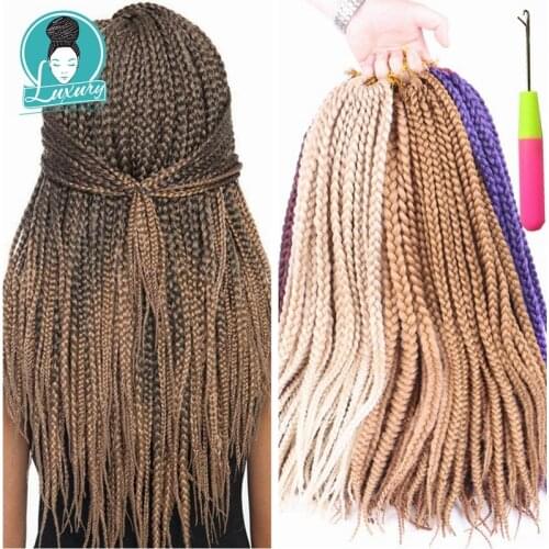 Luxury For Braiding Syntheic Hair Ombre Burgundy Brown Blonde 24" 1cm width 12roots/pack 110g Jumbo Crochet Box Braids