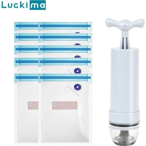 Mini Hand Vacuum Pump with Food Vacuum Storage Bag Fresh-keeping Sealing Food Sous Vide Packaging Reusable Kitchen Tool