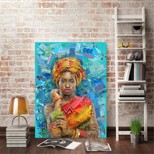 Modern Mosaic Portrait Posters and Prints Wall Art Canvas Painting Creative Desige Women Pictures for Living Room Decor No Frame