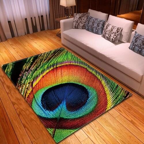 Peacock Feather Printing Modern Bedroom Living Room Non-slip Carpet \ Floor Mat Family Decoration Carpet Carpet Living Room