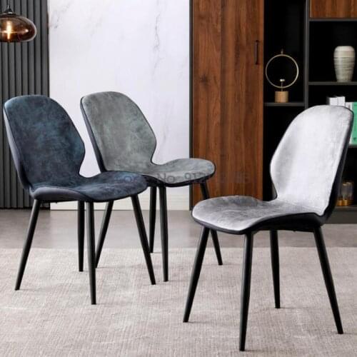 Italian-style back chair home modern minimalist dining chair technology cloth chair leather makeup nail stool dressing table cha