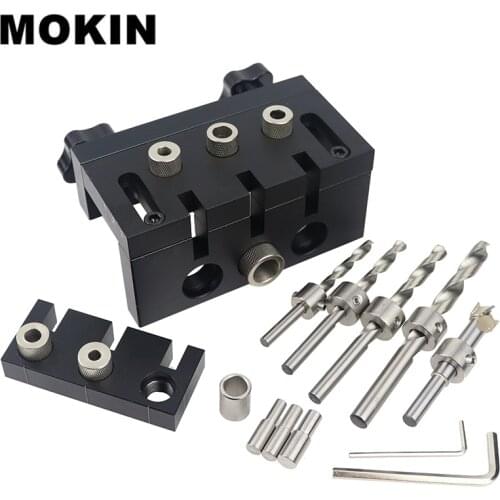 Universal 3 in 1 Doweling Jig Drill Guide Locator With Positioning Clip Hole Puncher Furniture Eccentric Wheel Connecting Tools