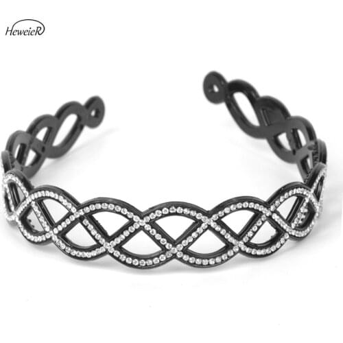 Womens Hair Accessories Hollow Plastic Headband Lady Hairband Hair Clip Hoop Headwear Rhinestone Crystal Hairpiece