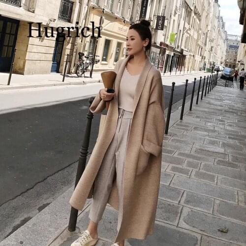 Winter Elegant Winter Coats Loose knit Cardigan Woolen Sweater Oversized Extra Soft High-end Cardigan Knitting Coat for Women