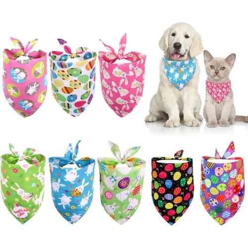 1 Pcs Dog Bandana Easter Rabbit Pet Dog Bandanas Scarf Polyester Small Dogs Cats Bandana Bibs Pet Accessories Supplies