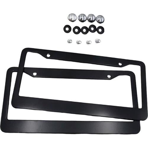 2Pcs Black Stainless Steel Metal License Plate Frame Frame Tag