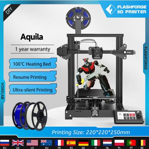 Voxelab Aquila 3D Printer High Precision FDM Impressora 3d for Home Use 220*220*250mm Ultrabase Building Bed Resume Printing