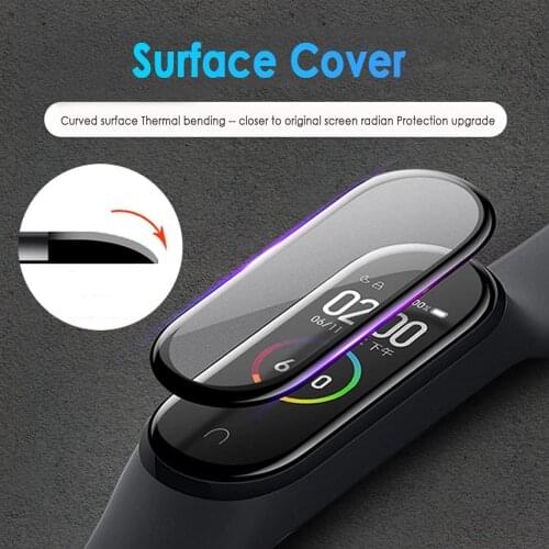 3D Protective Glass for Xiaomi mi band 4 5 glass film for Mi band5 Smart Watchband 4 5 Soft Screen Protector Film For mi band 4