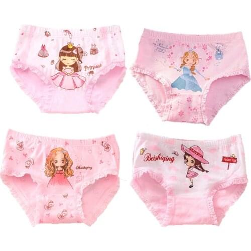 4 Pcs/Lot Childrens Underwear Princess Female Baby Triangle Cartoon Underwear Little Girl Breathable Cotton Underwear For Girls