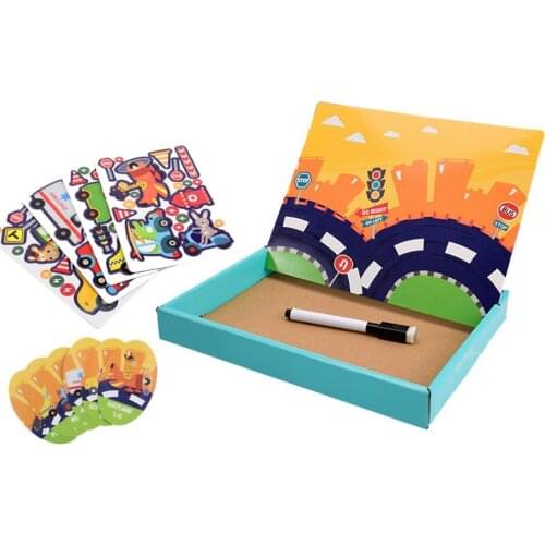45Pcs/Set Magnetic Jigsaw Cartoon Pattern Educational Papery Children Puzzle Toy for Gifts Papery Children Puzzle Toy for Gifts
