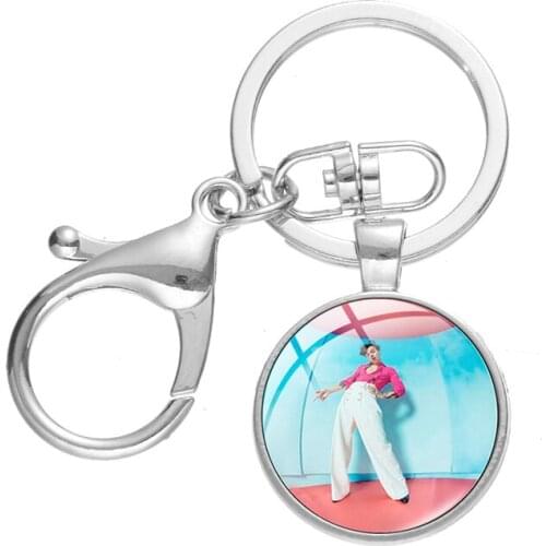 Alloy Keychain Fine Line Theme Glass Ball Pendant Keyring Fashiong Car Key Accessory for Music Fans Souvenir Jewelry