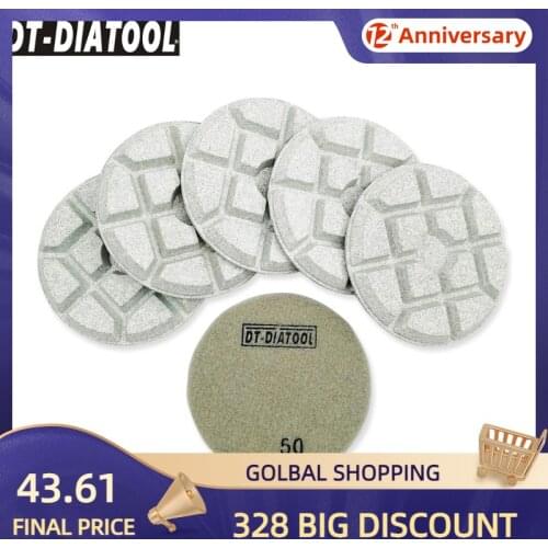 DT-DIATOOL 6pcs/set 100mm/4" Diamond Resin Bond Concrete Sanding Disc Floor Renew Polishing Pads Repairing Concrete Cement Floor