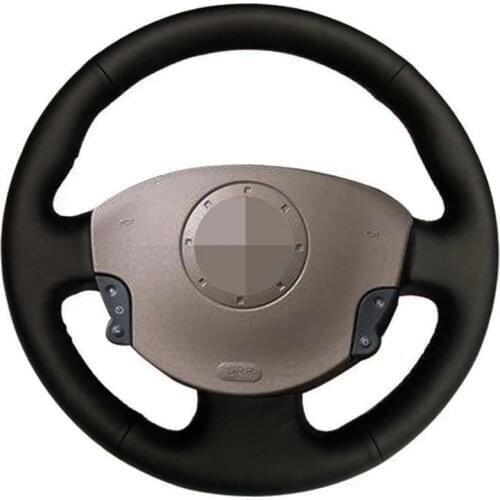 Car Steering Wheel Cover Soft Black Genuine Leather For Renault Megane 2 2002-2009 Kangoo (ZE) 2008- 2013 Scenic 2 2003-2010