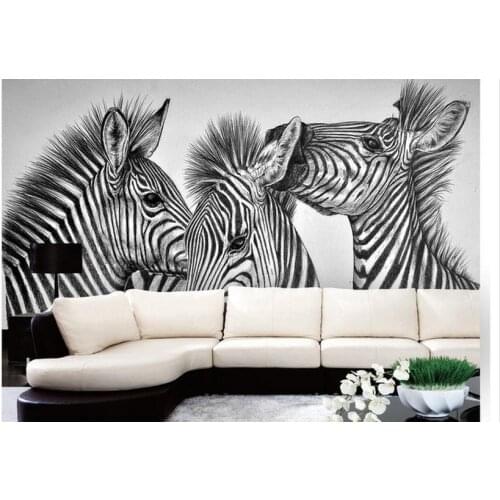 Custom photo wallpaper 3d wall murals Black and white and abstract the zebra sofa setting wall mural wallpaper home decoration