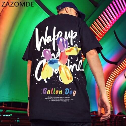 ZAZOMDE Man Short O-Neck Tops Tees Print T-shirt for Men Women 2021 Summer Couple Short Sleeve Oversized Cotton Design