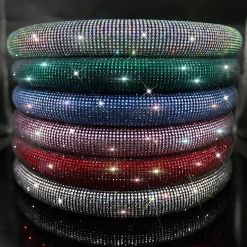 Crystal Colorful Rhinestone Car Steering Wheel Covers Women Diamond Car Covered D Shape Steering-Wheel Accessories