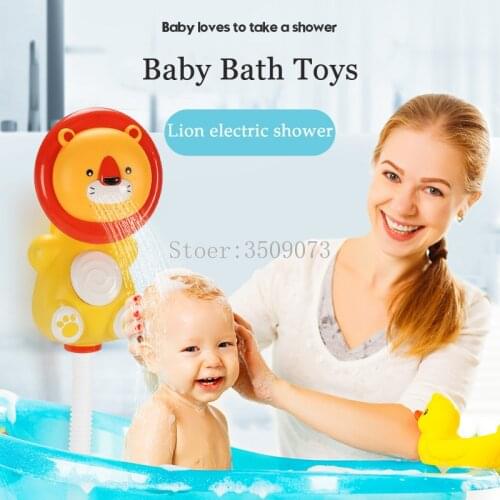 Bath Toys Lion Shower Toys Electric Rotating Water Spray Sprinkler Toy Baby Faucet Bathing Water Spray Shower Head Toys For Kids