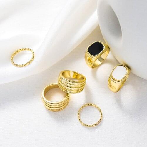 IOYIREN 2021 Fashion Metal Circular Black Acrylic Index Finger Rings For Women Vintage Hyperbole Ring Party Jewelry