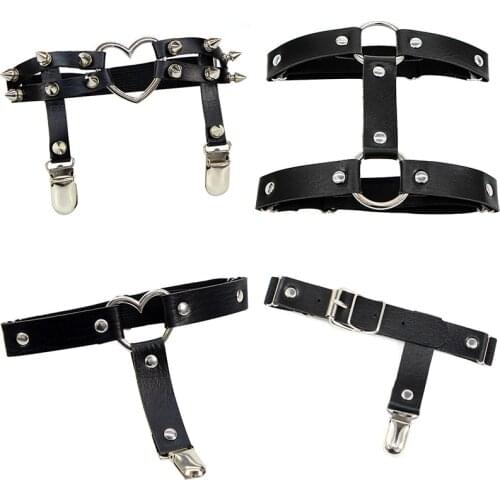Pu Leather Heart Garter Belt Punk Harness For Women Lingerie Belts Body Bondage Leg Harness Belts Suspender goth accessories
